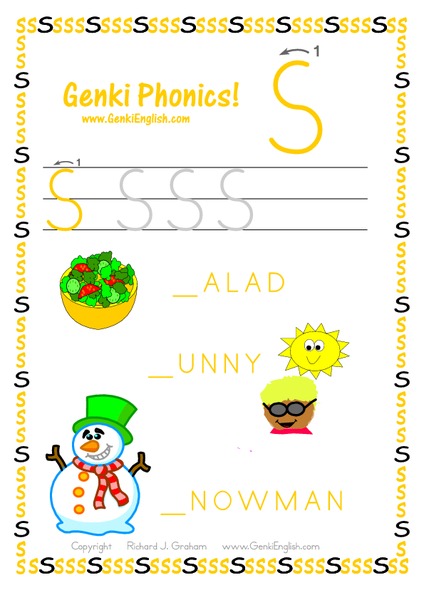 Genki Phonics: Letter S Worksheet
