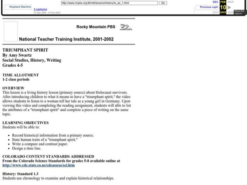 Triumphant Spirit Lesson Plan