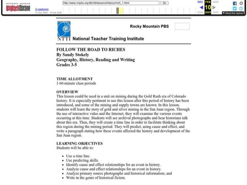 Follow the Road to Riches Lesson Plan