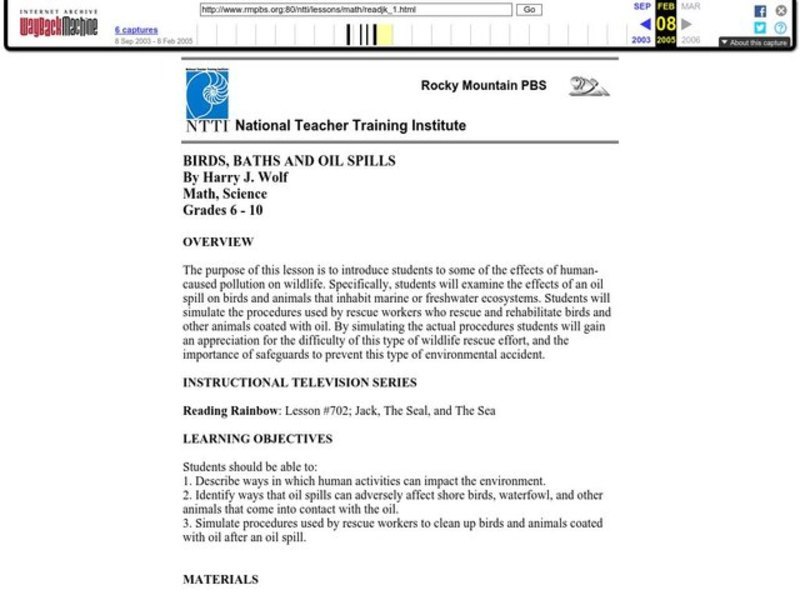 Birds, Baths And Oil Spills Lesson Plan