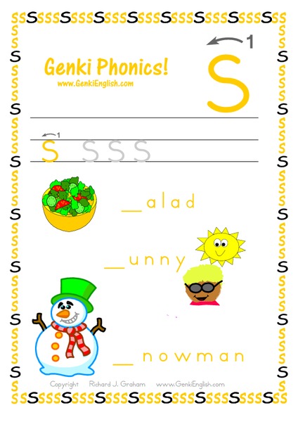 Genki Phonics: Letter s Worksheet