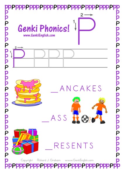 Genki Phonics: Letter P Worksheet