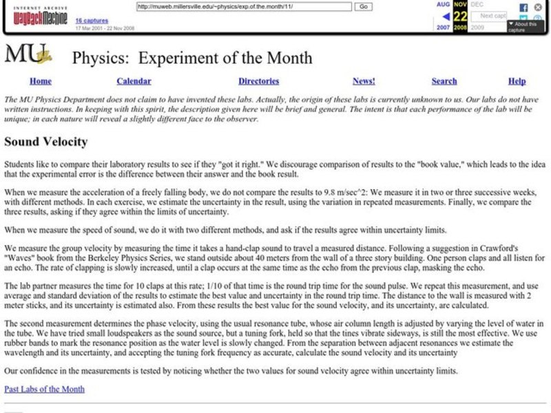 Sound Velocity Lesson Plan