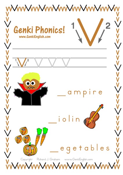 Genki Phonics: Letter v Worksheet