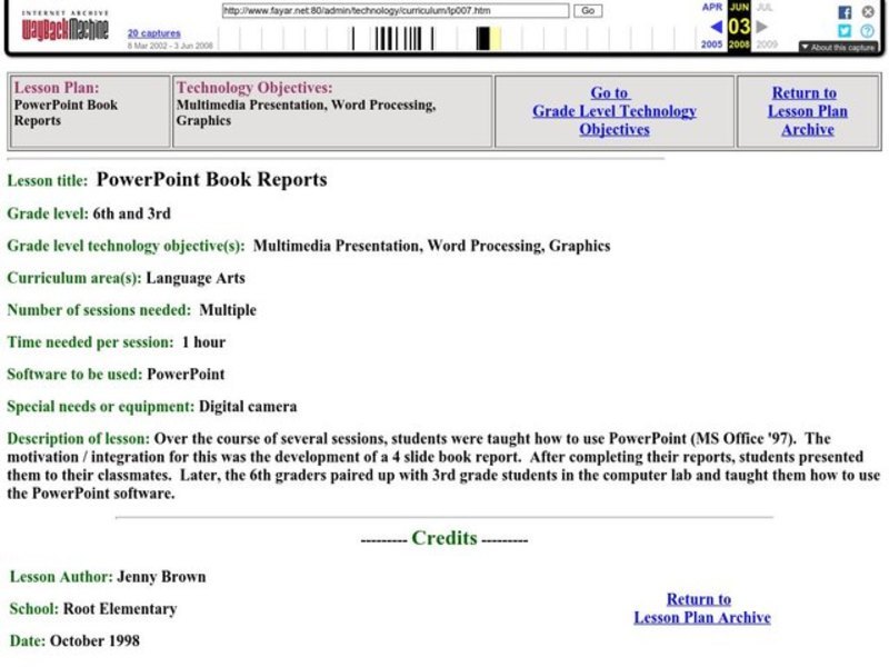 PowerPoint Book Reports Lesson Plan