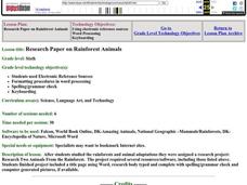 Research Paper on Rainforest Animals Lesson Plan