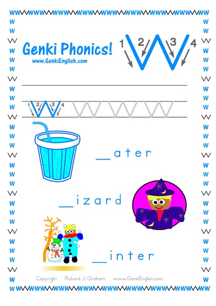 Genki Phonics: Letter w Worksheet
