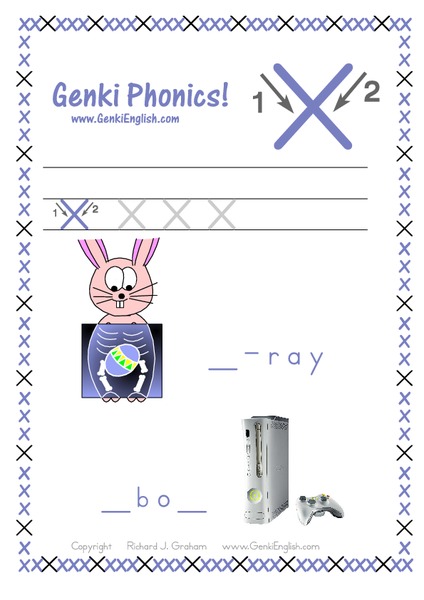Genki Phonics: Letter x Worksheet
