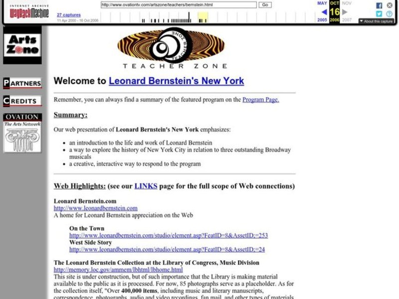 Welcome to Leonard Bernstein's New York Lesson Plan