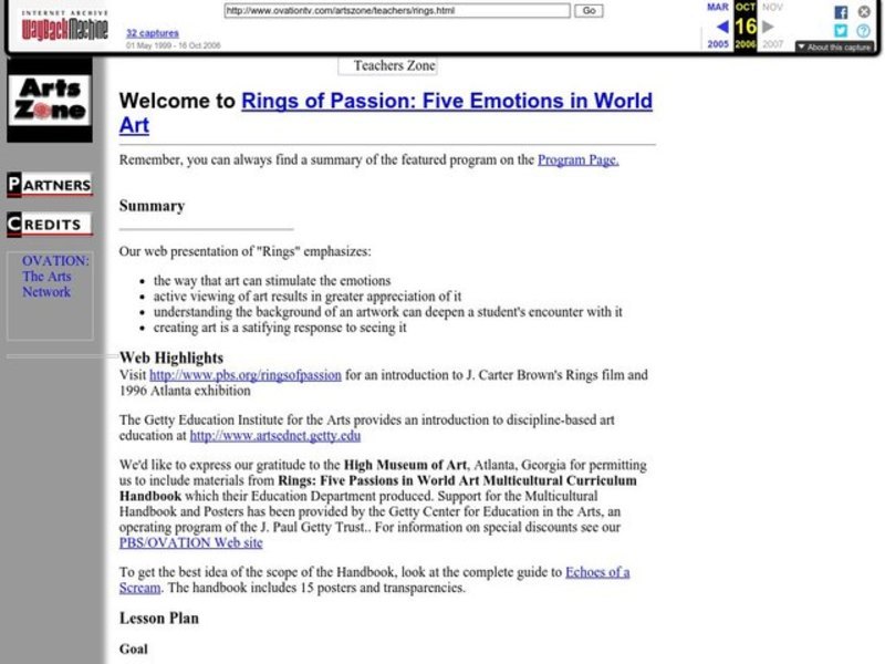 Rings of Passion: Five Emotions in World Art Lesson Plan