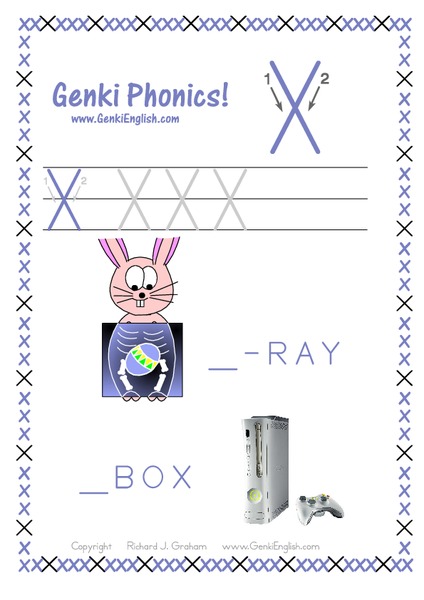 Genki Phonics: Letter X Worksheet