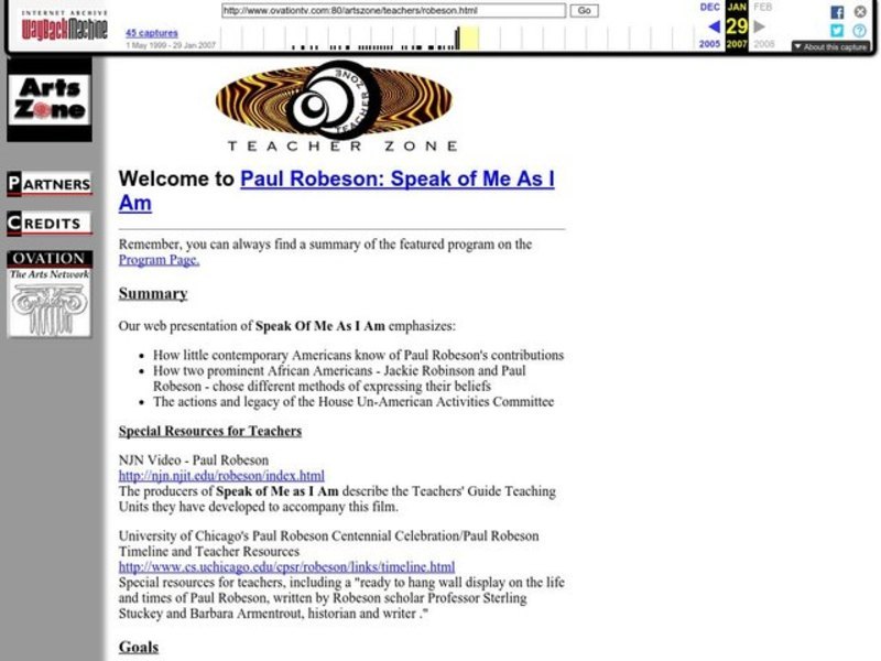Welcome to Paul Robeson: Speak of Me As I Am Lesson Plan