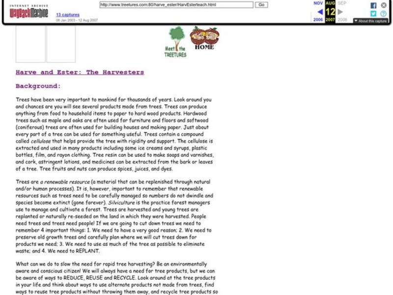 Harve and Ester's Tree Company Lesson Plan