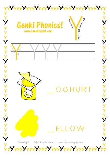 Genki Phonics: Letter Y Worksheet