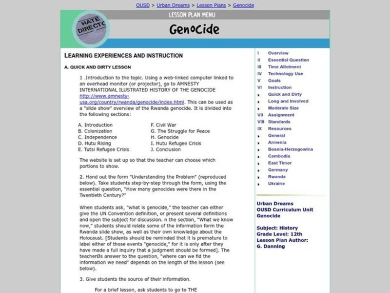 Genocide Lesson Plan