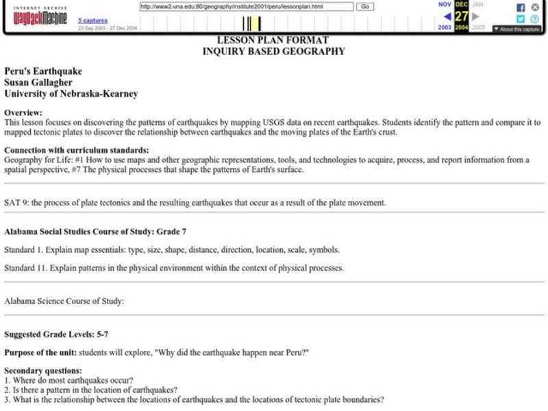 Peru's Earthquake Lesson Plan