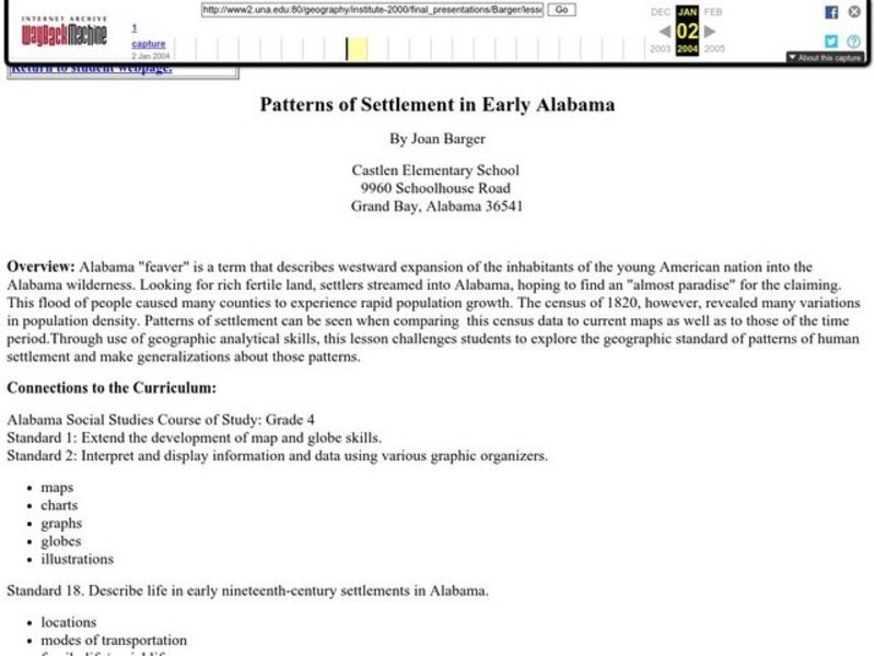 Patterns of Settlement in Early Alabama Lesson Plan