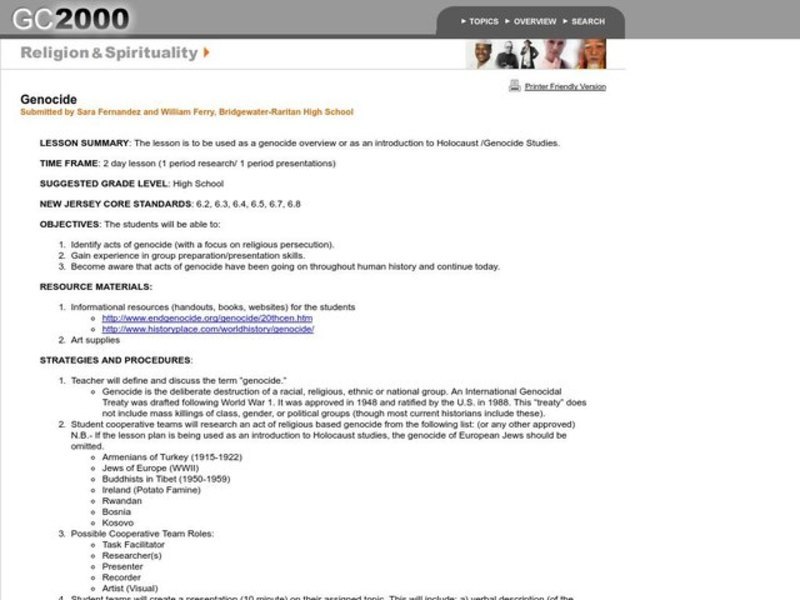 Genocide Lesson Plan