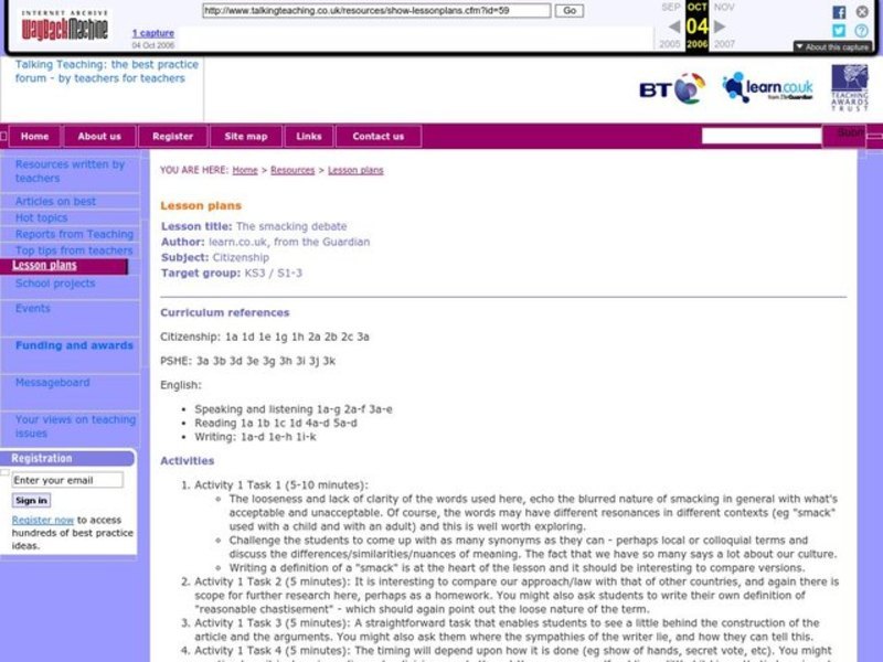 The Smacking Debate Lesson Plan