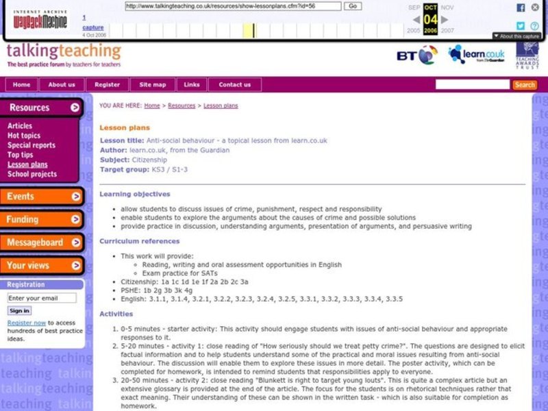 Anti-social Behavior - A Topical Lesson From Learn.co.uk Lesson Plan