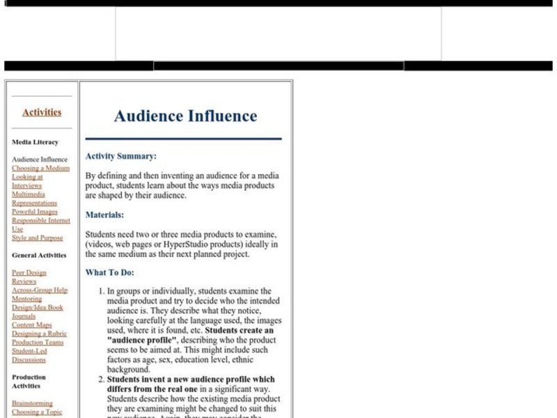 Audience Influence Lesson Plan