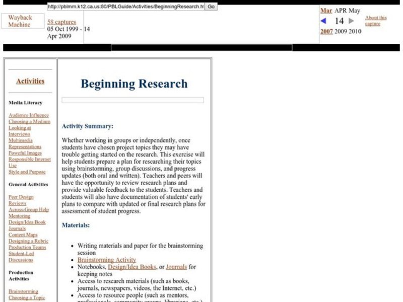 Beginning Research Lesson Plan