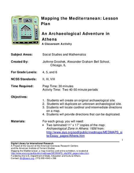 An Archaeological Adventure in Athens Lesson Plan