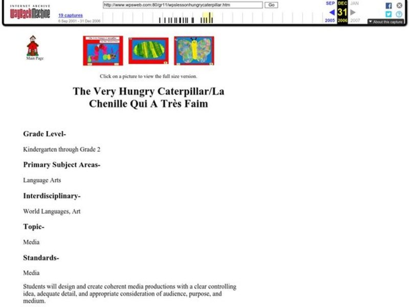 The Very Hungry Caterpillar Lesson Plan