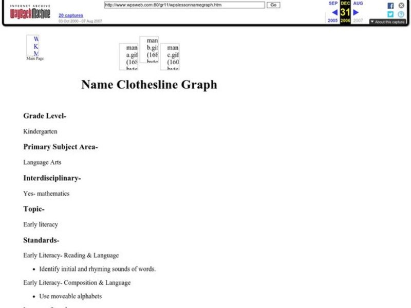 Name Clothesline Graph Lesson Plan