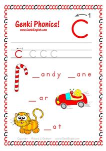 Genki Phonics: Lowercase C Worksheet