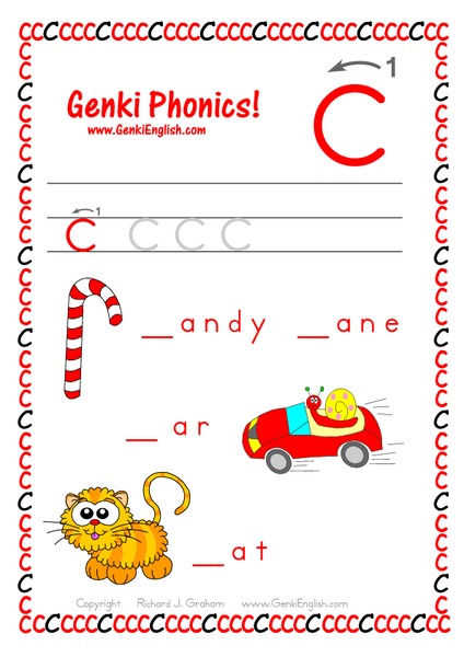 Genki Phonics: Lowercase C Worksheet
