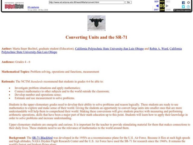 Converting Units and the SR-71 Lesson Plan