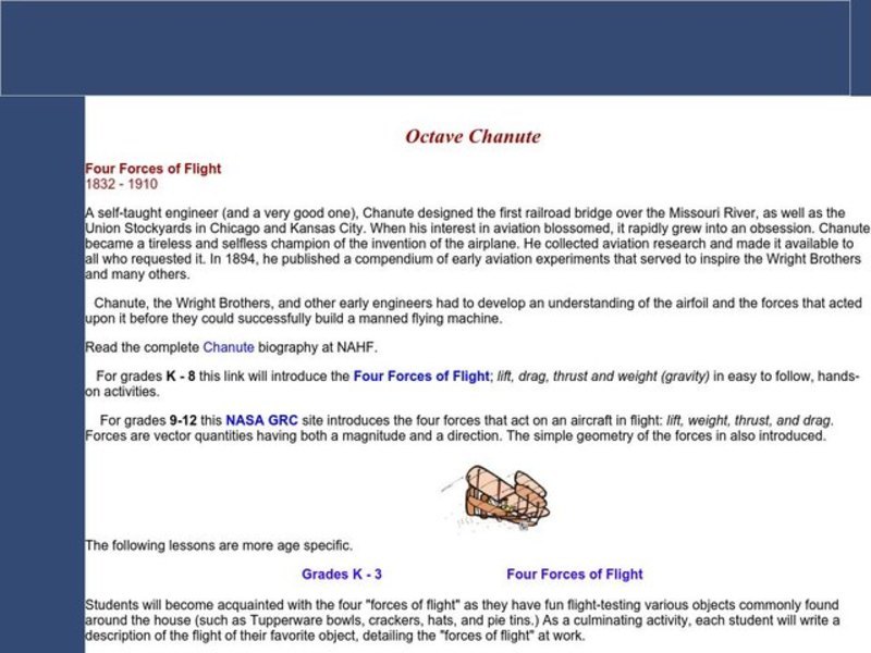 Four Forces of Flight Lesson Plan