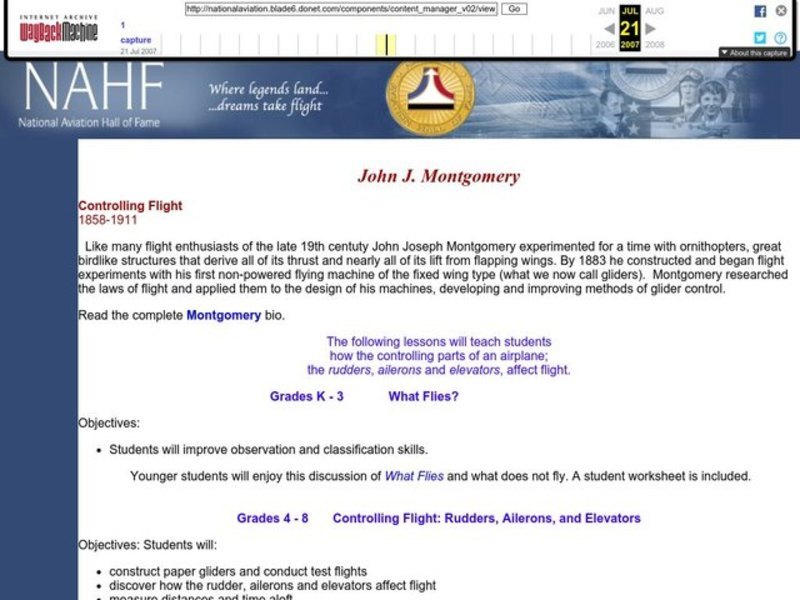 John J. Montgomery: Controlling flight Lesson Plan
