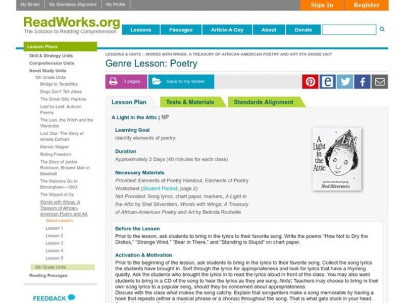 Genre Lesson: Poetry Lesson Plan