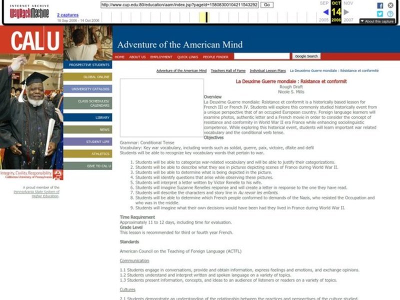 French: The Resistance and Occupation during World War II Lesson Plan