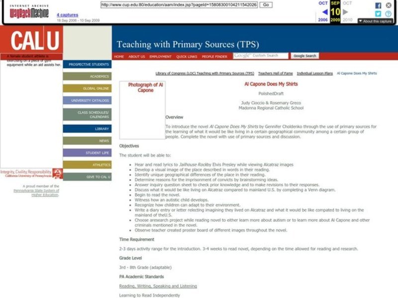 Al Capone Does My Shirts Lesson Plan