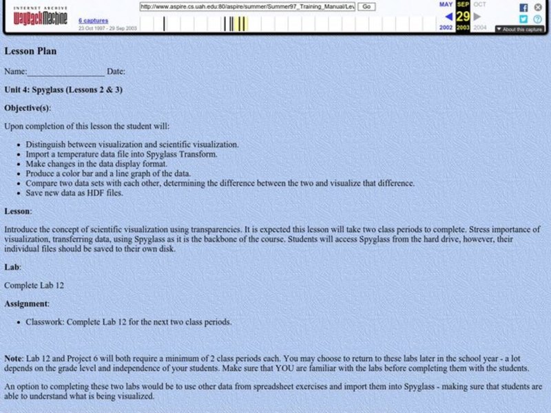 Spyglass Lesson Plan