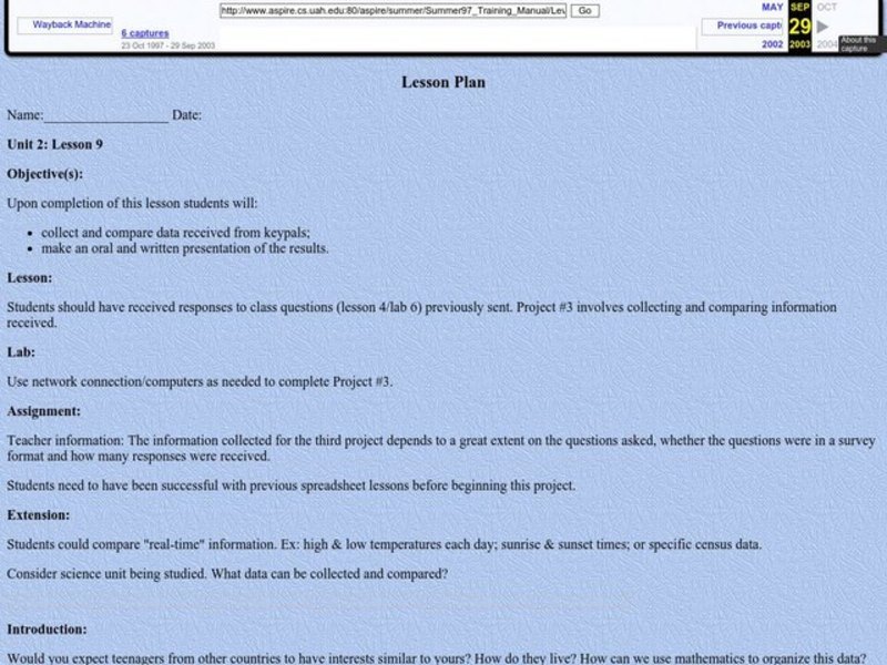 Keypals and You Lesson Plan