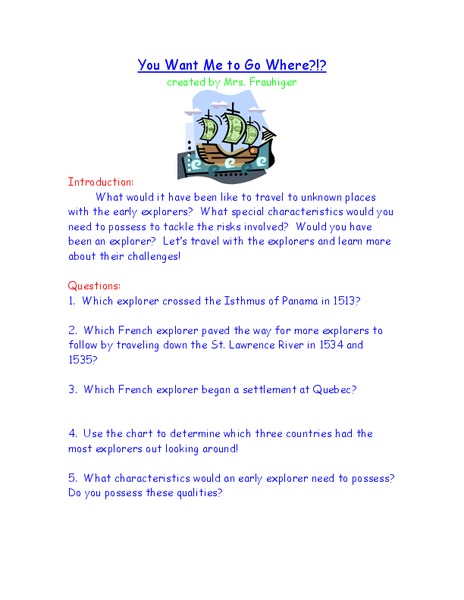 You Want Me To Go Where? Worksheet