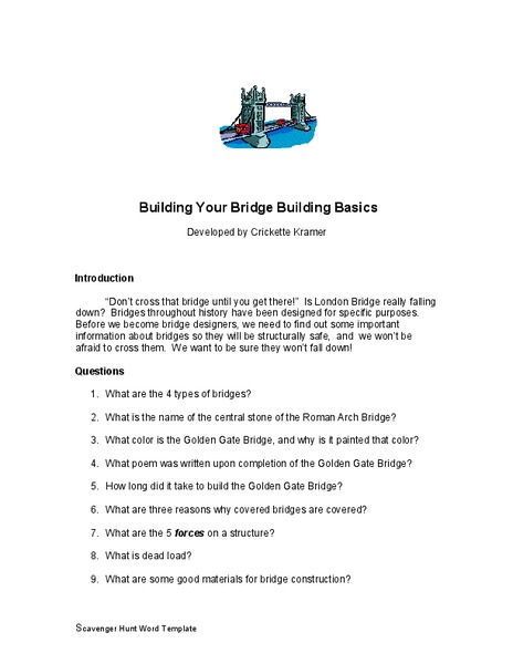 Building Your Bridge Building Basics Worksheet
