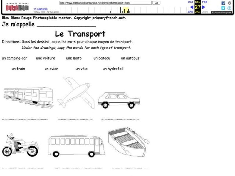 Le Transport Worksheet