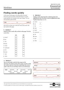 Finding Words Quickly Worksheet