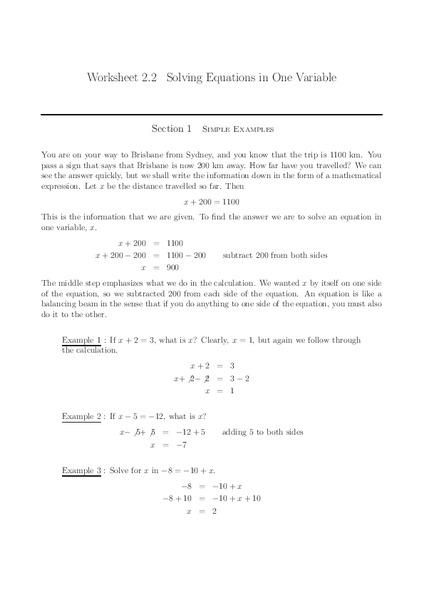Solving Equations in One Variable Lesson Plan