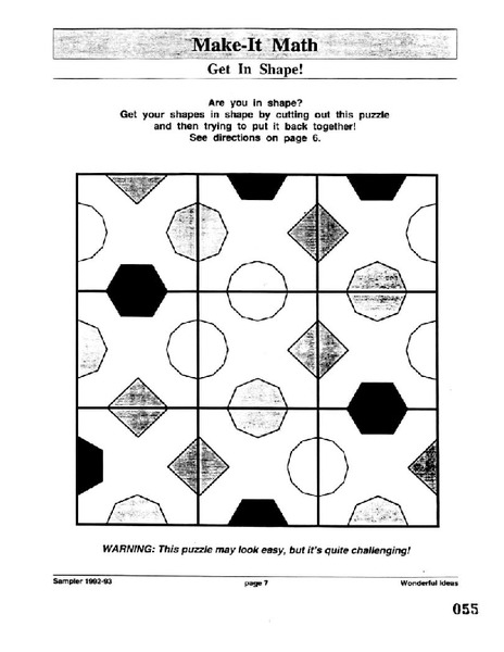 Get Into Shape Puzzle Worksheet