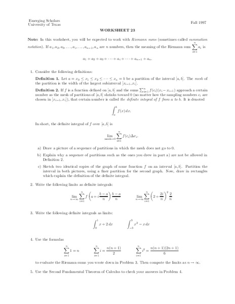 Worksheet 23 Worksheet