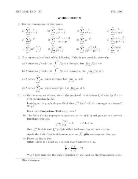 Worksheet 9 Worksheet