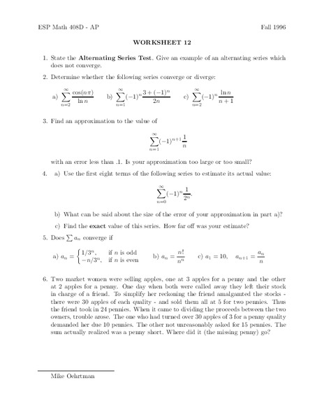 Worksheet 12 Worksheet