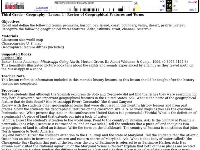 Geographical Features Lesson Plan