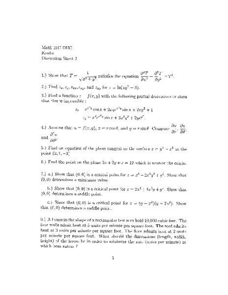 Discussion Sheet 2 Worksheet
